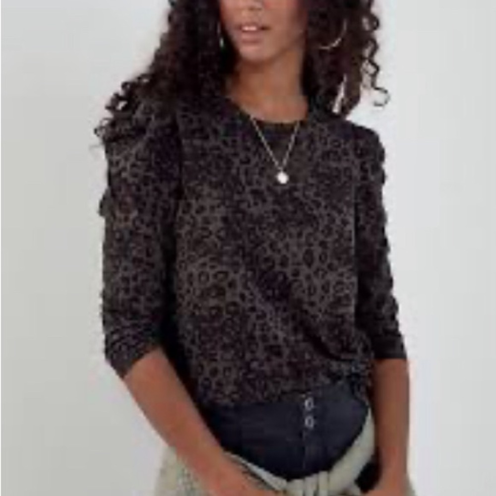 Sanctuary Anthropologie, leopard, long sleeve top blouse, shirt, size, medium